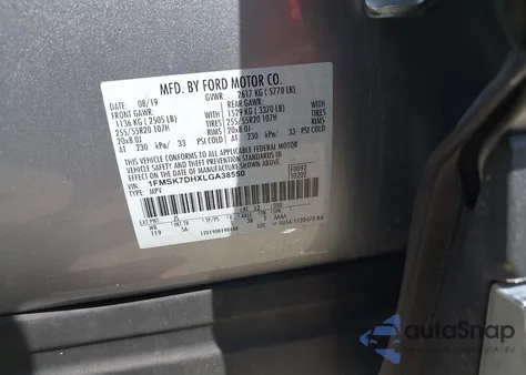 2020 Ford Explorer Xlt из США, поврежденный, VIN 1FMSK7DHXLGA38550